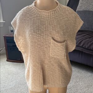 Short-Sleeve Cream Knit Sweater